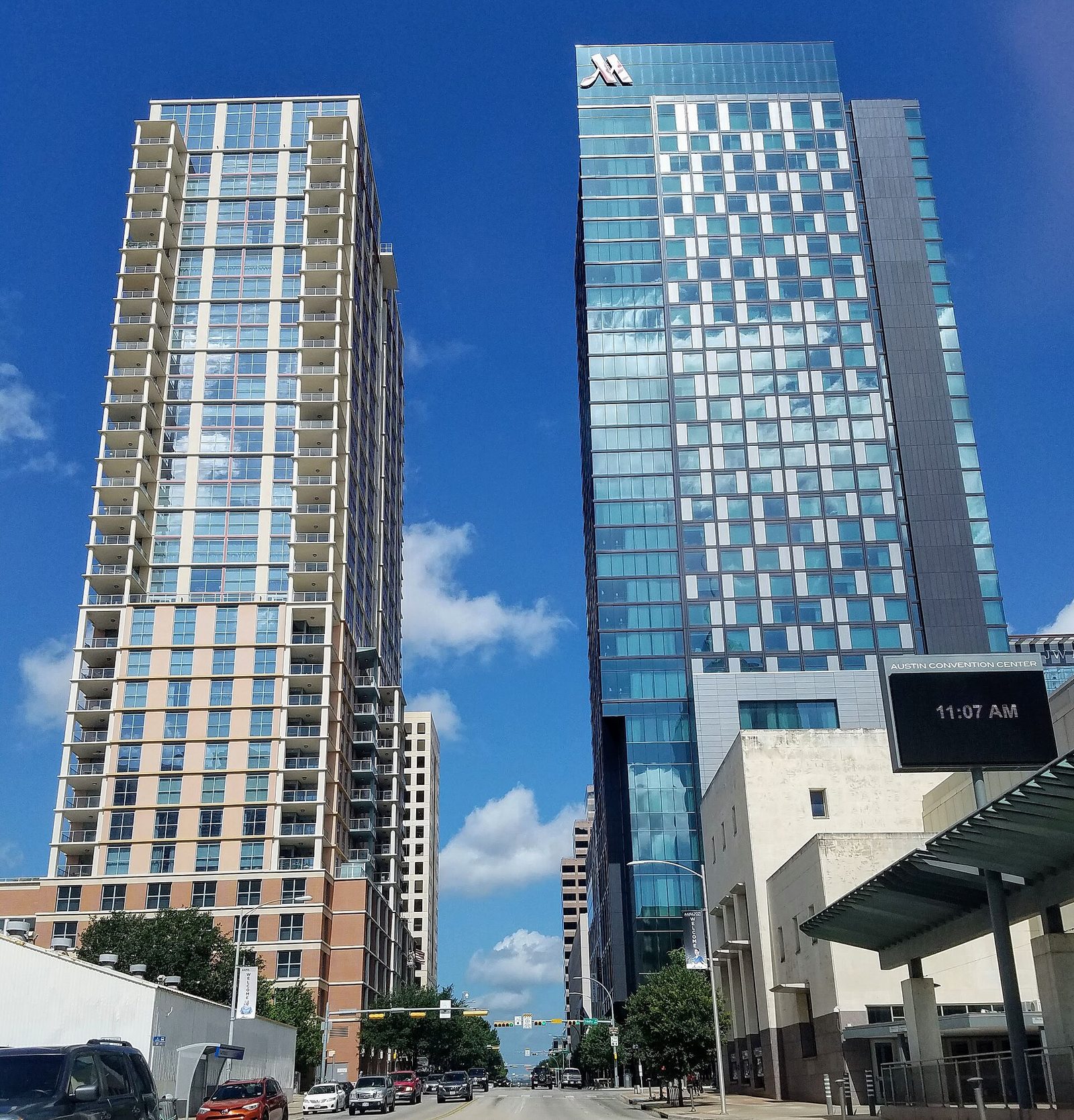 The Austin Marriott Downtown beside the Four Seasons Private Residences tower in downtown Austin