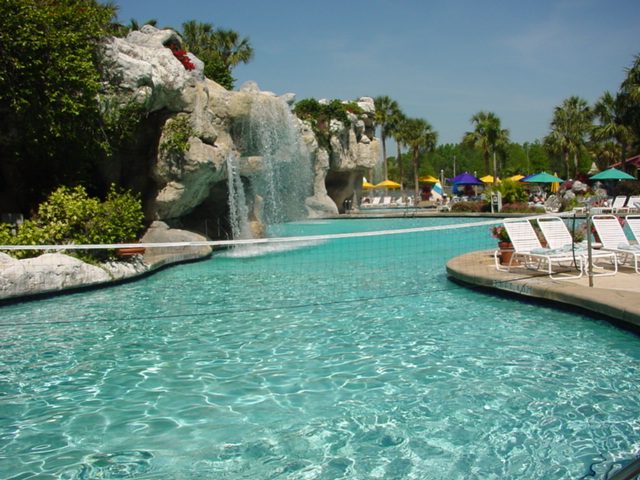 The rock waterfall and lagoon-style pool at the Hyatt Regency Grand Cypress (2005)